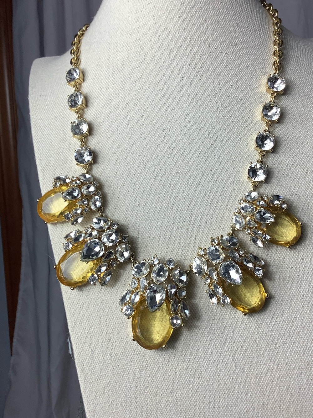 Talbots Gold-Tone Necklace with Yellow and Clear Stones